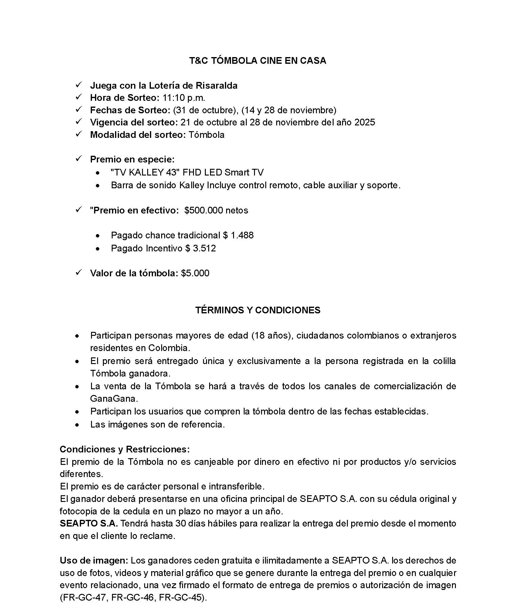 TC TÓMBOLA CINE EN CASA Página 1