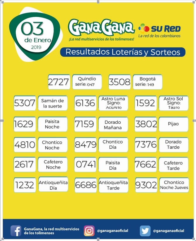 resultado y loterias 03 01 2019